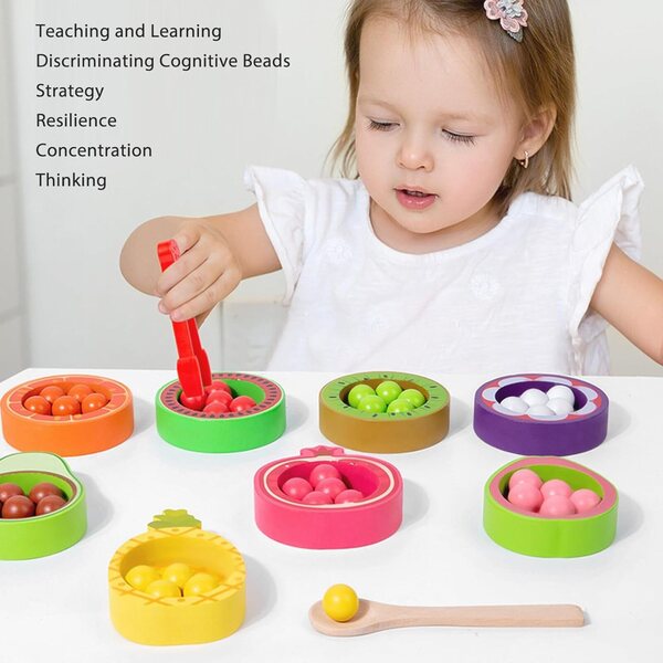 RiToEasysports Palline di Legno per Classificazione Colori Gioco Educativo Bambini