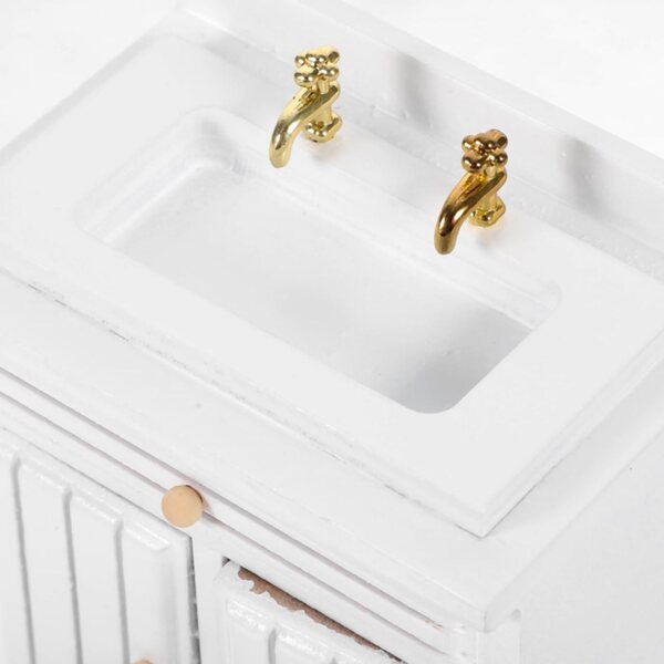 ibasnice Casa delle Bambole Miniatura Set Cucina con Lavello, Fornello e Mobili Bianchi