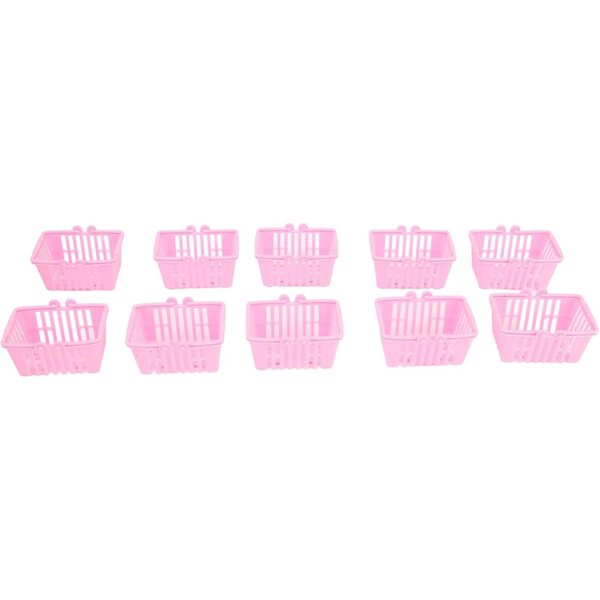 RiToEasysports 10 Mini-Einkaufskörbe aus rosa Kunststoff für Puppenhäuser