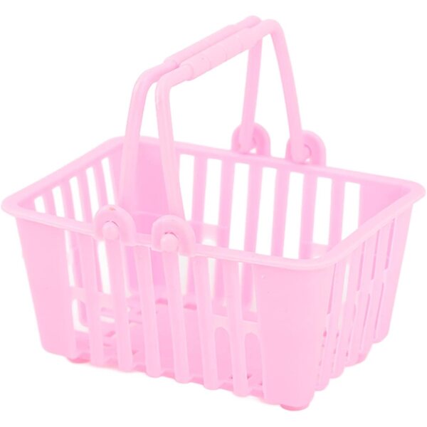 RiToEasysports 10 Mini-Einkaufskörbe aus rosa Kunststoff für Puppenhäuser