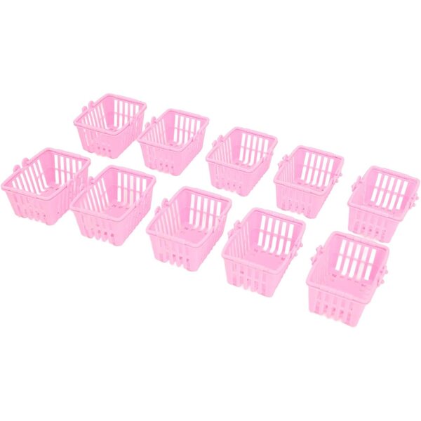 RiToEasysports 10 Mini-Einkaufskörbe aus rosa Kunststoff für Puppenhäuser