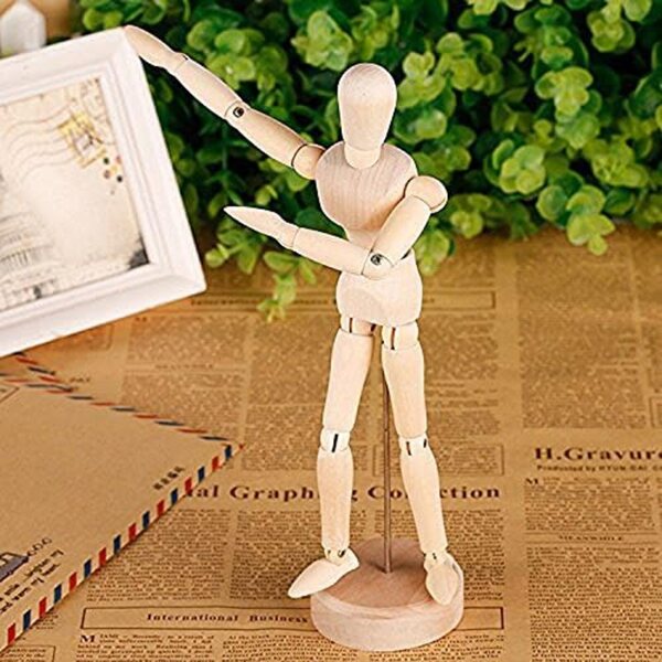 Modello Mobile Bambola in Legno Bumdenuu con 14 Pose e Materiale da Disegno