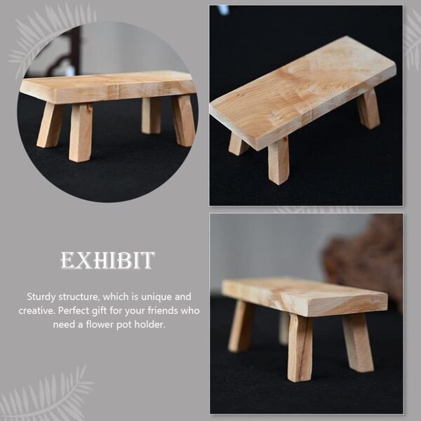Garneck Sgabello in Legno Mini da Esposizione 14x5,5x5 cm Base per Vasi e Decorazioni