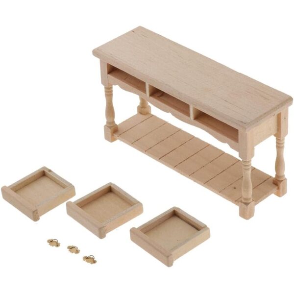 Almencla Tavolino da tè in Legno Miniatura 1:12 per Casa delle Bambole