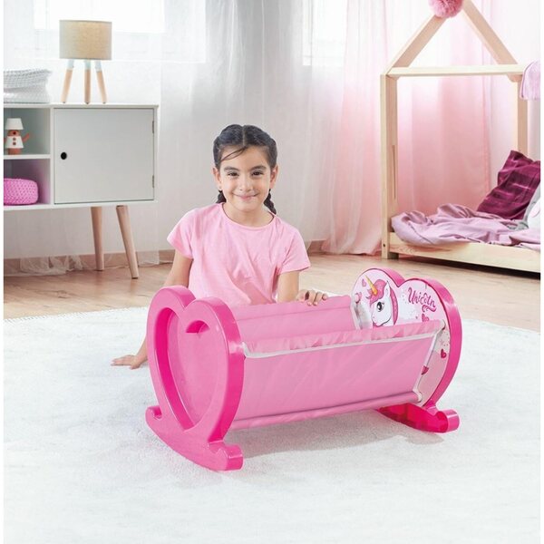 Dolu rosa Einhorn-Wiegenspielzeug für Puppen, Alter 2–6 Jahre, einfache Montage