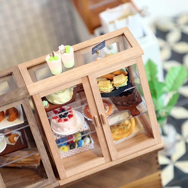 1/6 1/12 Miniatur-Kommode aus Holz für Puppenhaus, detaillierte und realistische Bäckerei-Vitrine