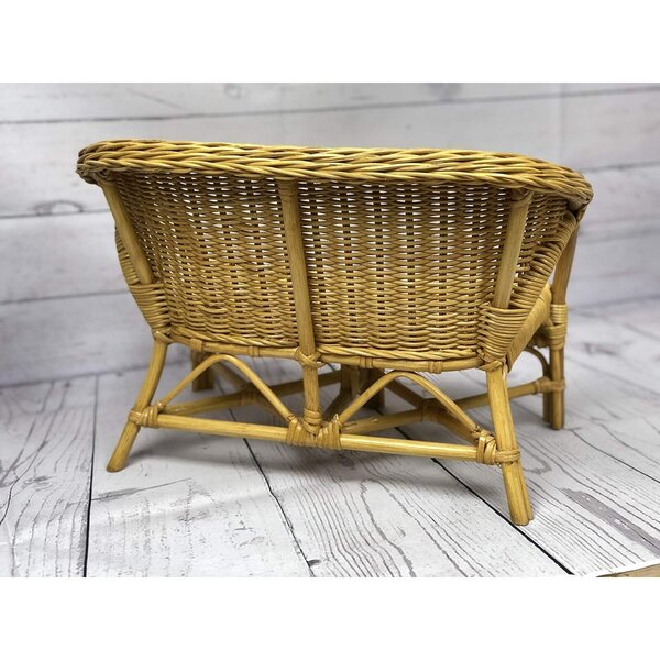 Panca per bambole in rattan colore miele, stabile e di alta qualità 45x28x31 cm
