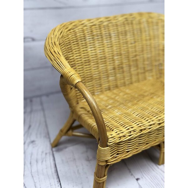 Panca per bambole in rattan colore miele, stabile e di alta qualità 45x28x31 cm