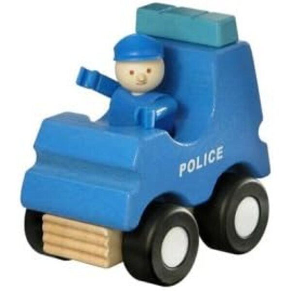 Woody Click 0202 – Polizeiauto aus Naturholz und sicheren Farben