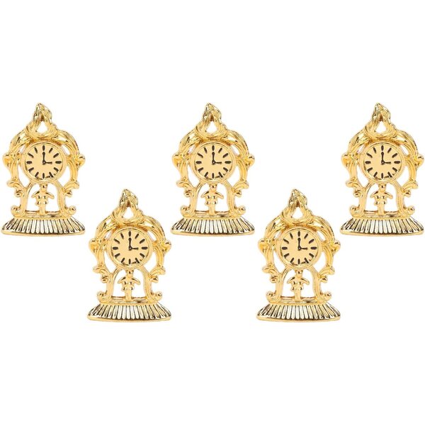 Set 5 Orologi Miniatura Casa Bambole 1:12 in Metallo Vintage Dorato Realistici