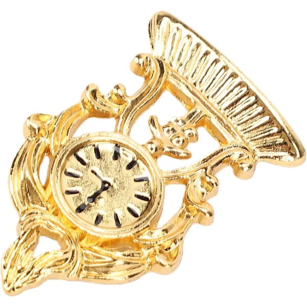 Set 5 Orologi Miniatura Casa Bambole 1:12 in Metallo Vintage Dorato Realistici