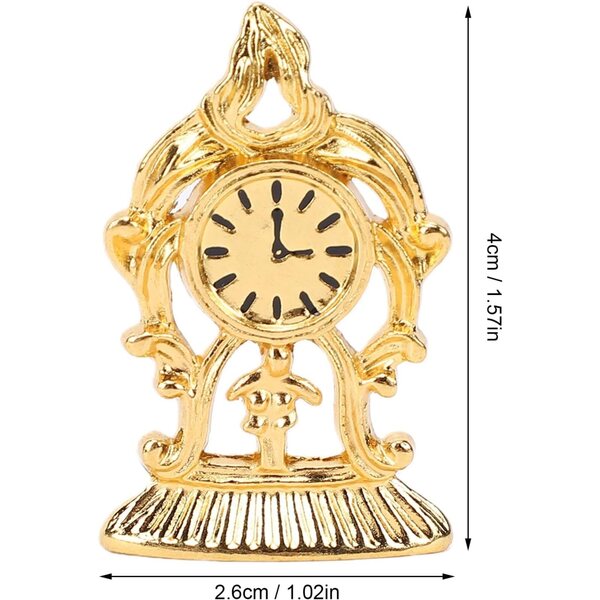 Set 5 Orologi Miniatura Casa Bambole 1:12 in Metallo Vintage Dorato Realistici