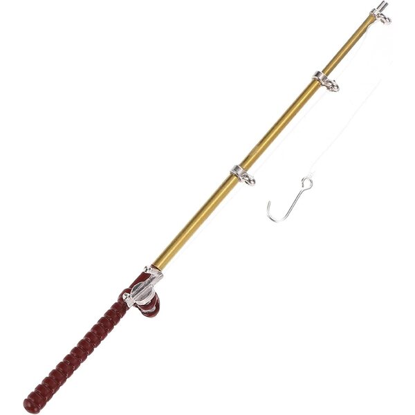Bastone da pesca miniatura oro scala 1/12 per casa delle bambole e diorami