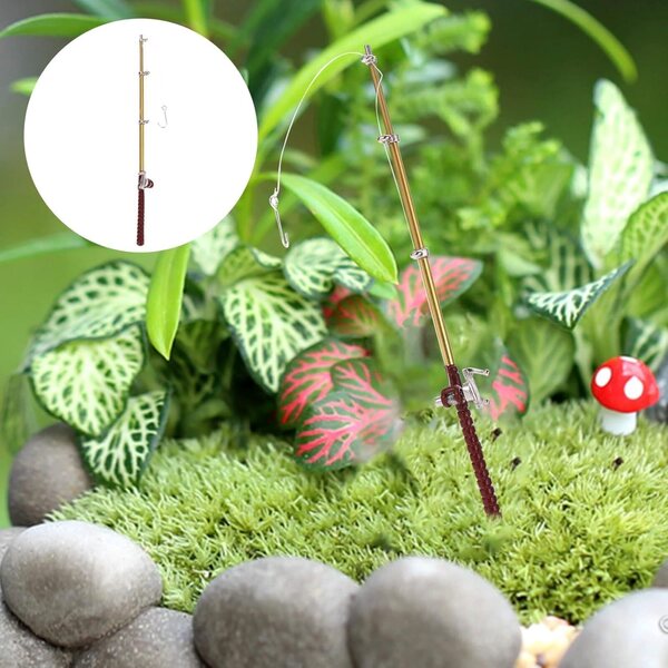 Bastone da pesca miniatura oro scala 1/12 per casa delle bambole e diorami