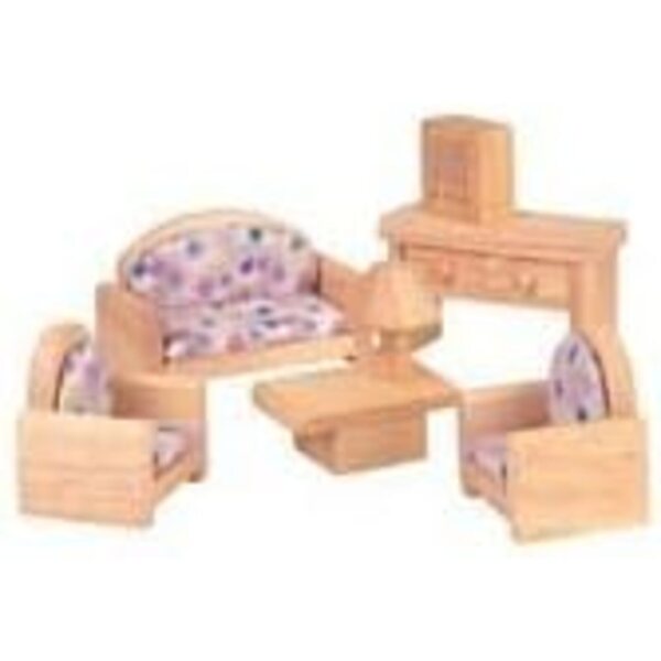 Plan Toys 9015 Salotto in Legno per Casa delle Bambole - Mobili Miniatura 14 cm