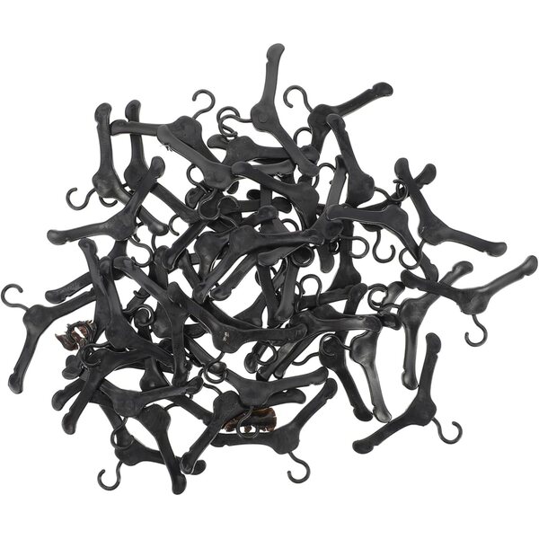 Grucce Miniatura per Bambole 50 Pezzi in Plastica Nero, Accessori Casa delle Bambole
