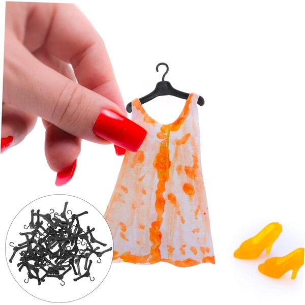 Grucce Miniatura per Bambole 50 Pezzi in Plastica Nero, Accessori Casa delle Bambole