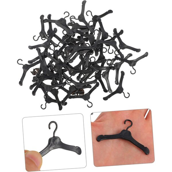 Grucce Miniatura per Bambole 50 Pezzi in Plastica Nero, Accessori Casa delle Bambole