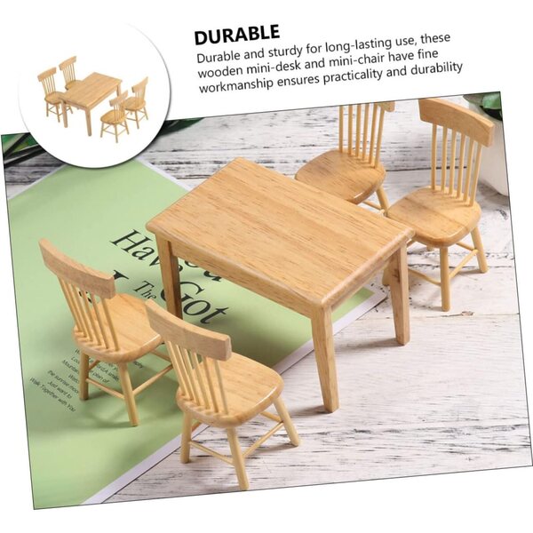 UPKOCH Set Mobili Miniatura Scrivania e Sedia in Legno per Casa delle Bambole