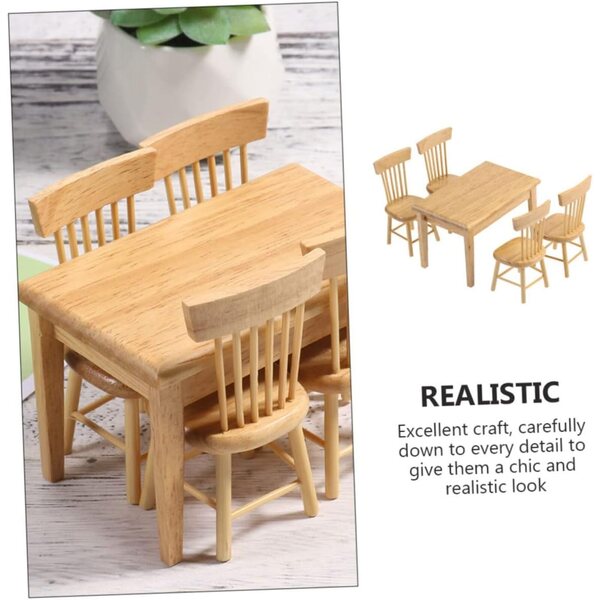 UPKOCH Set Mobili Miniatura Scrivania e Sedia in Legno per Casa delle Bambole