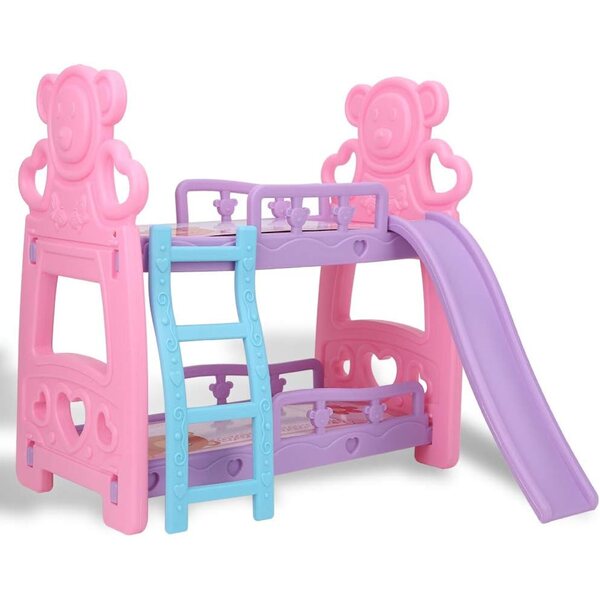 Letto a due piani per casa delle bambole ZenithAur in plastica per bambini oltre 3 anni