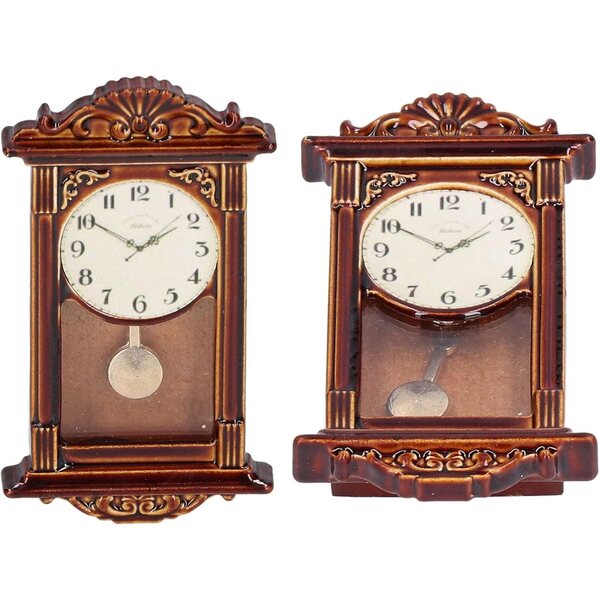Cryfokt Orologio Miniatura in Lega e Legno per Casa delle Bambole Scala 1:12 Elegante e Portatile