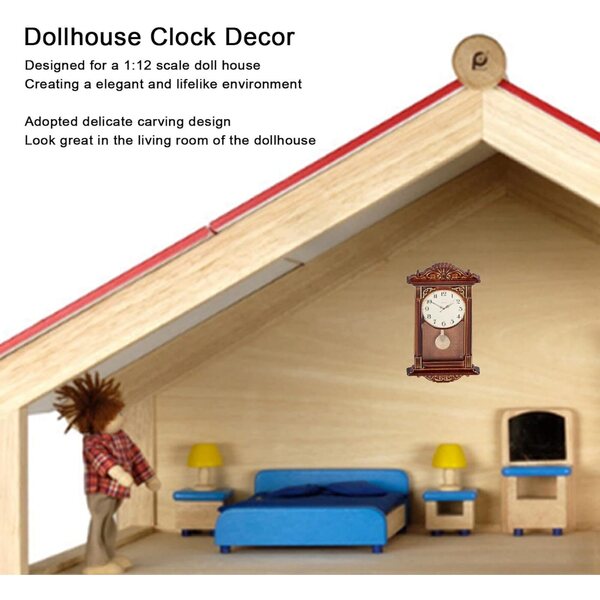Cryfokt Orologio Miniatura in Lega e Legno per Casa delle Bambole Scala 1:12 Elegante e Portatile