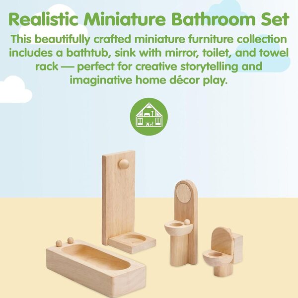 PlanToys 9014 Bagno Classico in Legno, Accessorio per Case delle Bambole