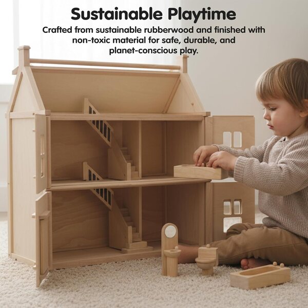 PlanToys 9014 Bagno Classico in Legno, Accessorio per Case delle Bambole
