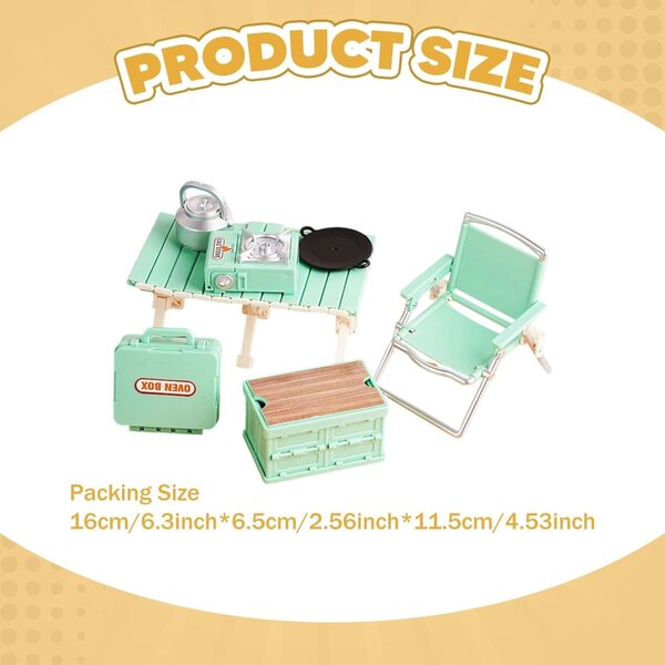 Mini Set Campeggio per Bambini con Sedie Pieghevoli e Tavolo Giocattolo Verde