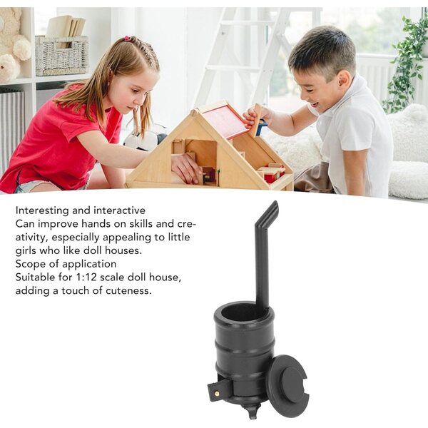 Picysa Mini-Holzofen 1:12 Schwarz für Puppenhaus, realistische Dekoration