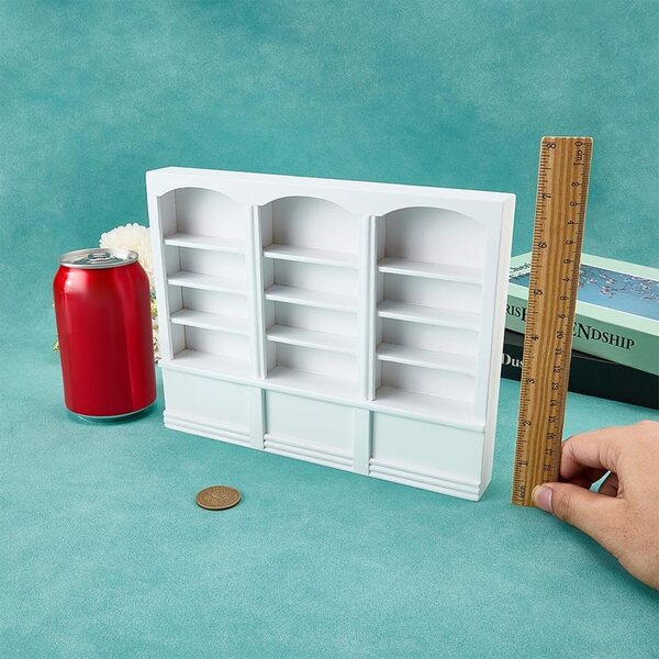 Libreria Miniatura in Legno Bianco 17,8x22,9 cm per Casa delle Bambole