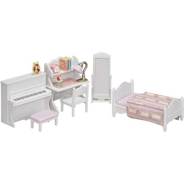 Sylvanian Family Kinderzimmer-Set SE-202 mit lavendelfarbenen und weißen Möbeln