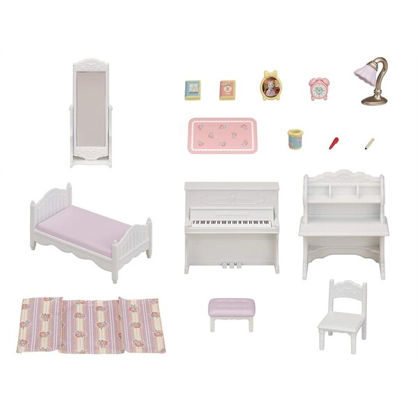 Sylvanian Family Kinderzimmer-Set SE-202 mit lavendelfarbenen und weißen Möbeln