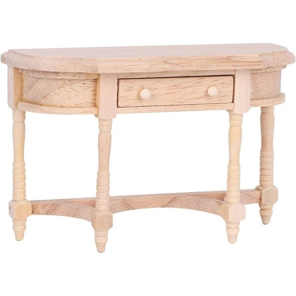 Scrivania Semicircolare in Legno Miniatura 1:12 per Casa delle Bambole con Cassetto