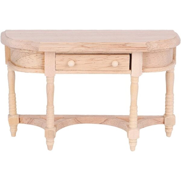 Scrivania Semicircolare in Legno Miniatura 1:12 per Casa delle Bambole con Cassetto