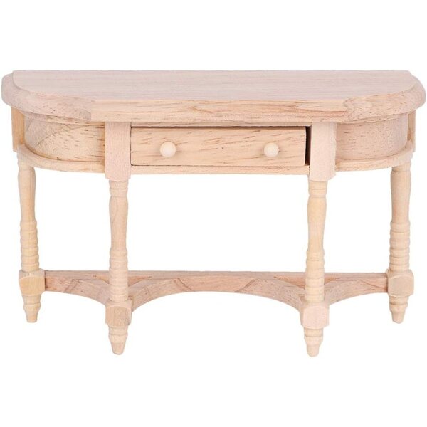 Scrivania Semicircolare in Legno Miniatura 1:12 per Casa delle Bambole con Cassetto