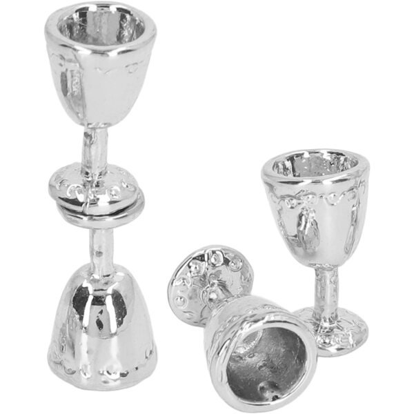 Walmeck Mini Bicchieri da Champagne in Lega 1:12 per Casa delle Bambole - Set 4 Argento
