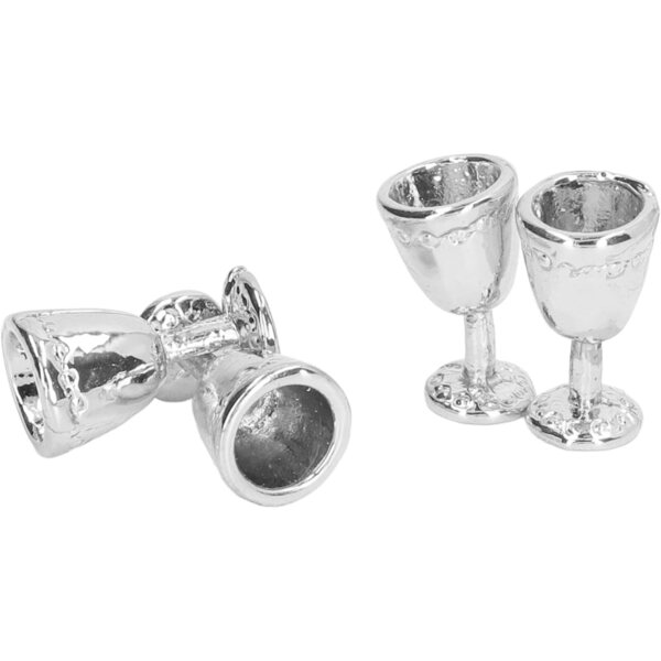 Walmeck Mini Bicchieri da Champagne in Lega 1:12 per Casa delle Bambole - Set 4 Argento