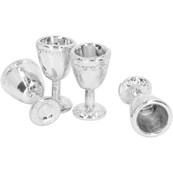 Walmeck Mini Bicchieri da Champagne in Lega 1:12 per Casa delle Bambole - Set 4 Argento