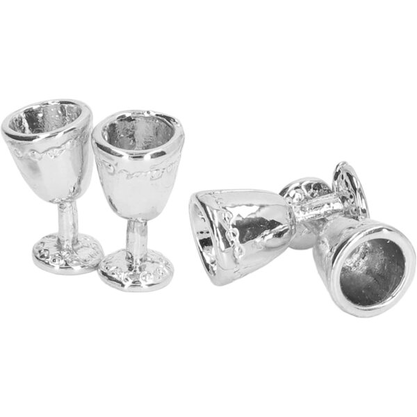 Walmeck Mini Bicchieri da Champagne in Lega 1:12 per Casa delle Bambole - Set 4 Argento