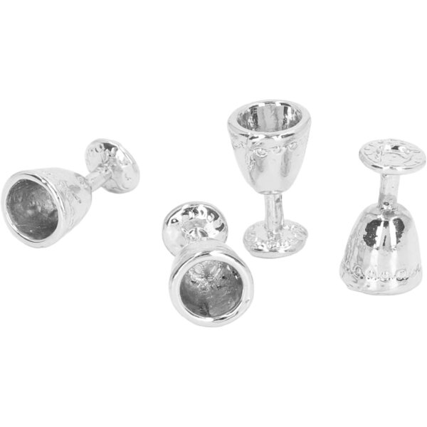 Walmeck Mini Bicchieri da Champagne in Lega 1:12 per Casa delle Bambole - Set 4 Argento