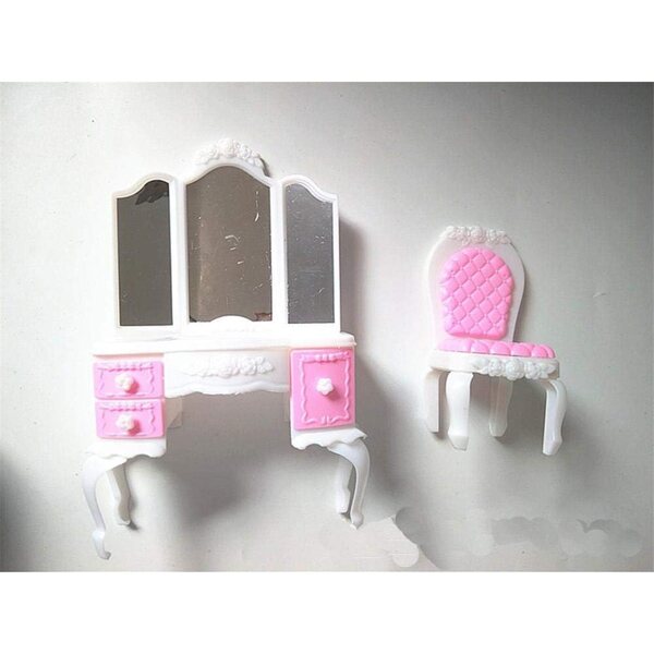 Puppenhaus-Schminktisch-Set aus ungiftigem Kunststoff mit Stuhl und Schminktisch