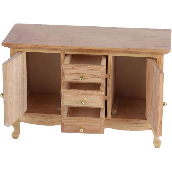 1:12 Puppenhaus-Kleiderschrank aus Eichenholz, funktionale Doppeltür für Kinder ab 7 Jahren