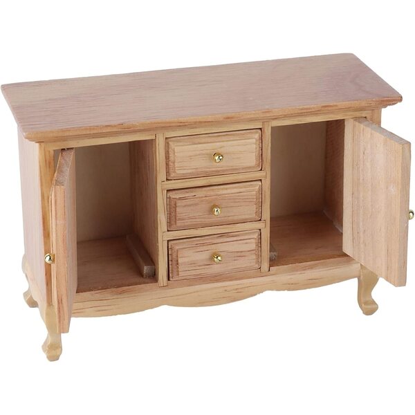 1:12 Puppenhaus-Kleiderschrank aus Eichenholz, funktionale Doppeltür für Kinder ab 7 Jahren
