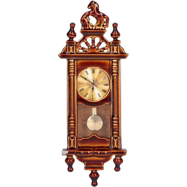 Orologio vintage in legno 1:12 per casa delle bambole - decorazione miniatura elegante