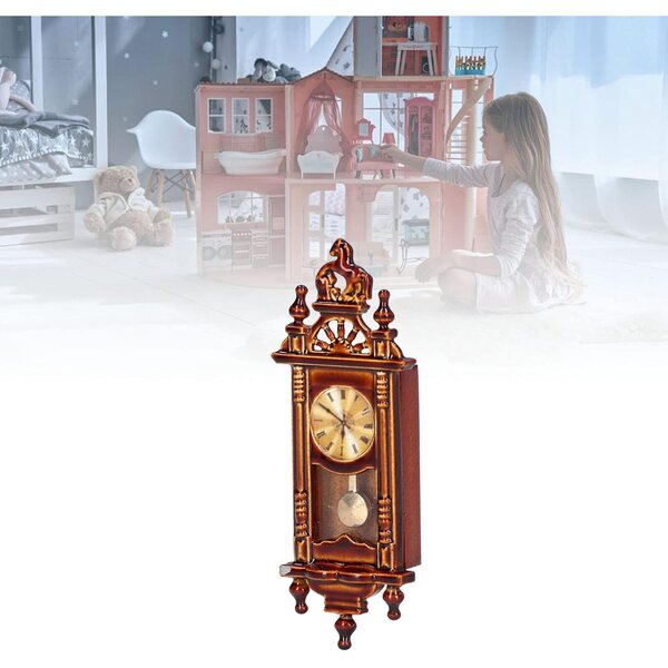 Orologio vintage in legno 1:12 per casa delle bambole - decorazione miniatura elegante