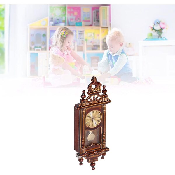 Orologio vintage in legno 1:12 per casa delle bambole - decorazione miniatura elegante