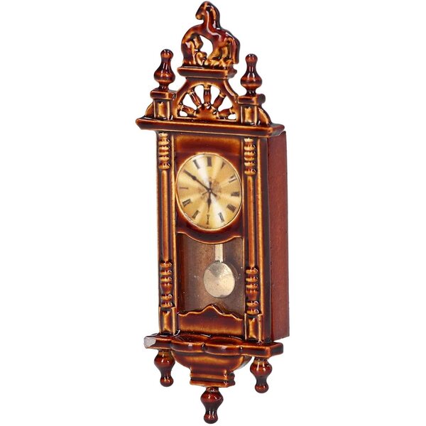 Orologio vintage in legno 1:12 per casa delle bambole - decorazione miniatura elegante