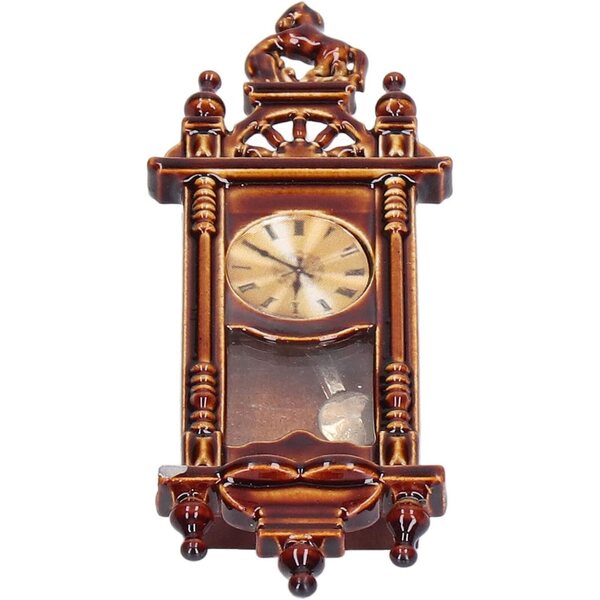 Orologio vintage in legno 1:12 per casa delle bambole - decorazione miniatura elegante